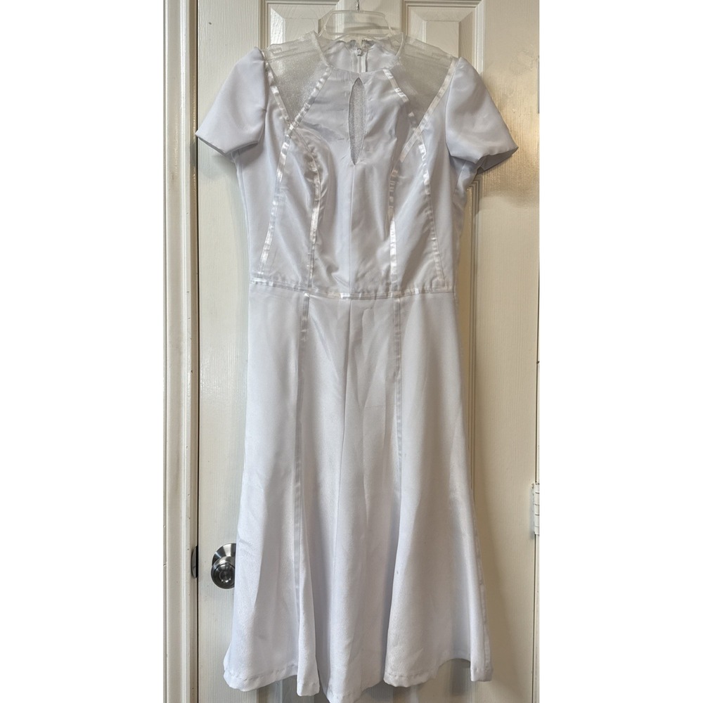 Vintage Handmade Fit & Flare Dress Wedding White‎ Bridal Party Small